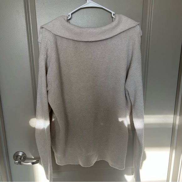 Aerie CozyUp Waffle Button Cream Sweater Women’s Small - Picture 5 of 5